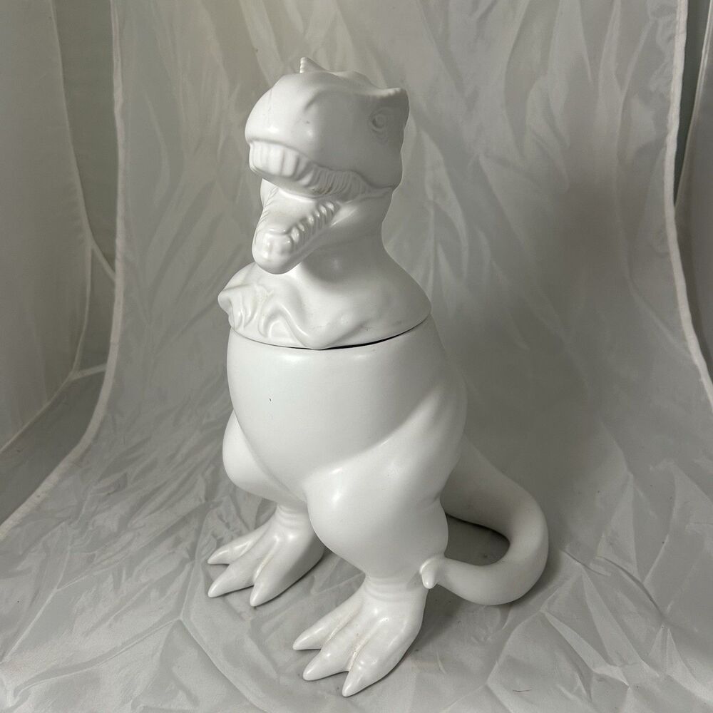 TARGET T-Rex Dinosaur Cookie Jar White Ceramic Canister Jurassic Kitchen Decor